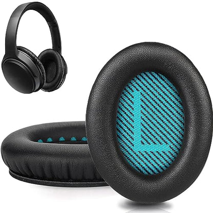 QC25 Ear Pads Cushions Replacement Compatible with Bose QC15 / QC25 / QC35 & 35 ii / QC2 / AE2 / AE2i / AE2W / Soundlink Headphones,Ear Muffs Memory Foam Earpads - color: Black&Blue