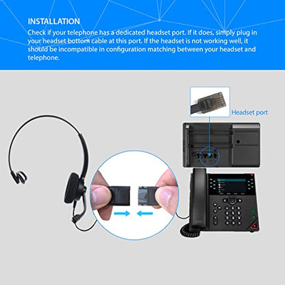 IPD IPH-160 Phone Headset with Noise Cancelling Microphone for Office and Call Center - Compatible with with All Yealink SIP,Snom, Greandsteam & LG landline Phones | Built for office and call centers. Also compatible with Grandstream & LG landline phones.