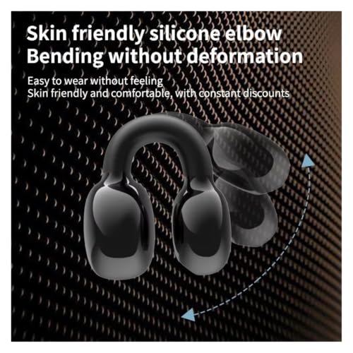Bluetooth Earphone Single Ear Bone Conduction Earphone Clip Ear Music Noise Cancelling HD Call Sports Gaming Earphone(Single Black) - color: Single Black