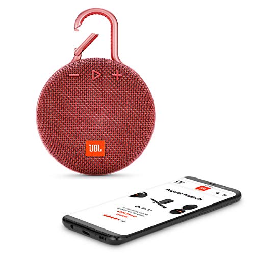 JBL Clip 3 Portable IPX7 Waterproof Wireless Bluetooth - Red (Renewed) - color: red