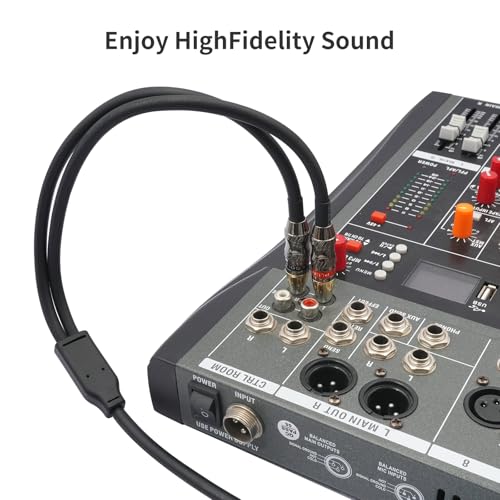 RCA to 1/8 Female Y Cable, Female 3.5mm to Dual RCA/Phono Male Stereo Splitter Cord, Mini Jack to 2 RCA Male Audio Breakout Adapter 12 inch 30cm