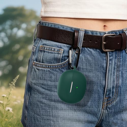 Silicone Protective Case for i121 Earbuds, Compatible with King Lucky Clip-On Open Ear Headphones, Full Cover Shockproof Anti-Scratch Case with Keychain Carabiner, Charging Port Access - color: Green