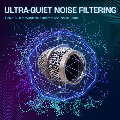 CAROL Edur-916S Golden XLR Wired Vocal Microphone for Singing－Supercardioid | Patented dual-shock-mount minimizes handling noise. Anti-rolling grille keeps the microphone secure on desk. - color: Champagne Gold