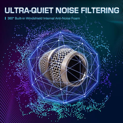 CAROL Edur-916S Golden XLR Wired Vocal Microphone for Singing－Supercardioid | Patented dual-shock-mount minimizes handling noise. Anti-rolling grille keeps the microphone secure on desk. - color: Champagne Gold