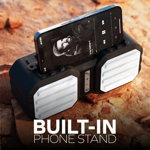 Portable Waterproof Bluetooth Speaker with FM Radio, IPX5, Party Speaker | 7-HR Battery with Micro-USB Charge, TF Card & Aux Input, Built-In Mic & Speakerphone, 33-FT Range, Outdoor Activities, Black - color: A-Black