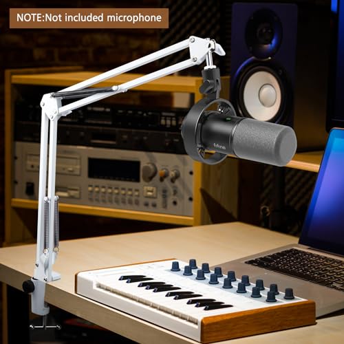 SUNMON White Boom Arm for Fifine K688 - Mic Boom Arm Compatible with Fifine Microphone, Mic Boom Arm with 3/8" to 5/8" Screw Adapter Clip, Microphone Boom Arm with Desk Clamp - color: Mic Arm for Fifine K688-White