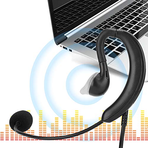 USB Computer Headset with Microphone, Wired Earbuds with Ear Hook and Inline Controls for Laptop PC Gaming Call Center