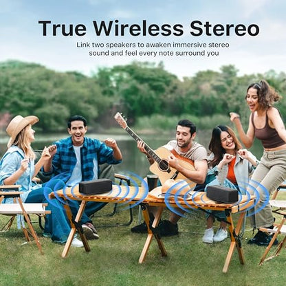 NOBIS 20W Bluetooth Speakers, IP68 Waterproof, Up to 24H Playtime | TWS Pairing, BT 6.0, EQ Mode, TF card & AUX input,Hands-Free Call with App Control for Outdoor, Travel, Home - color: Black
