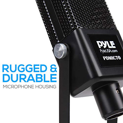 Pyle Large Diaphragm Condenser Microphone Kit - Cardioid Condenser Mic w/Desktop Stand, LED, XLR Audio Cable, for Gaming, Streaming, Podcast, Recording, Studio Vocal, YouTube, Voice Over PDMIC70,Black