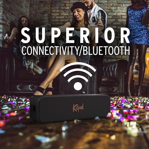 The Klipsch Detroit Portable Bluetooth Speaker with Dual 1" tweeters and 3" woofers, IP67 dust and Waterproof Rating, 20 Hours of Playtime for a Premium Live Concert Experience