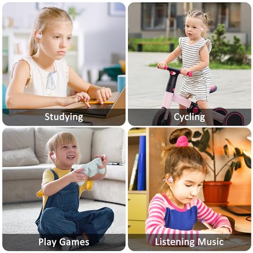 BANIGIPA Kids Headphones, Open Ear Headphones for Teens Child Boys Girls | Wireless Bluetooth 5.4 Headset w/ Built-in Mic for School/Tablet/Travel, 13g Ultra-Light, 85dB Protect Hearing, 10H Playtime - color: G03-Pink