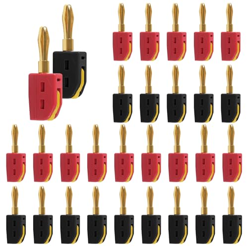 30Pcs 4mm Banana Plug Quick Connect Speaker Wire Connectors 32A 250V, Insulated Banana Sockets for Home Theater Audio -Red Black - color: 30pcs Red/Black