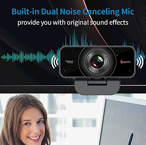 Angetube 1080P Webcam with Microphone, USB Computer Web Cam for Desktop | USB Computer Web Camera for PC Laptop Desktop Mac, 2 Mics, HD PC Web Cam for Zoom Teams, Streaming Video Conferencing Calling