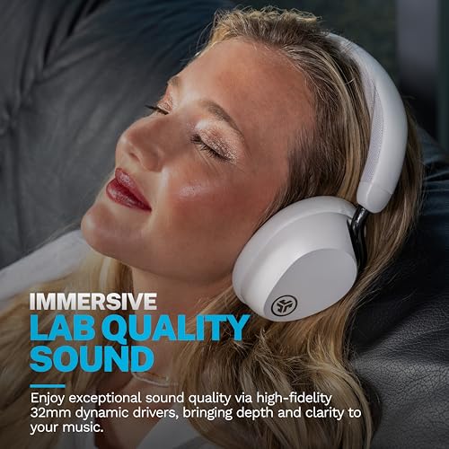 JLab, Epic Lux Lab Edition, Wireless Over Ear Headphones, Active Noise Cancelling, Hi-Res Audio, Cloud White - color: Cloud White