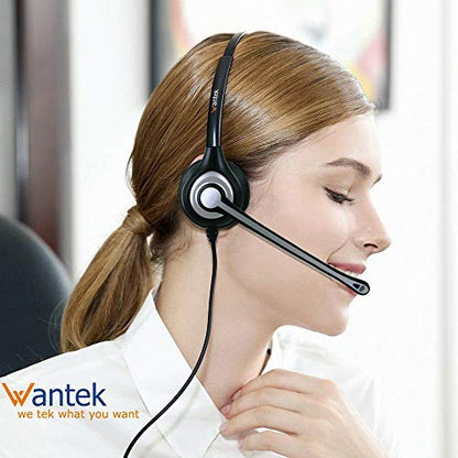 Wantek Cell Phone Headset Mono with Noise Canceling Mic, Wired Computer Headphone for iPhone Samsung Huawei HTC LG ZTE BlackBerry Smartphones and Laptop PC Mac Tablet with 3.5mm Jack(F600J35)