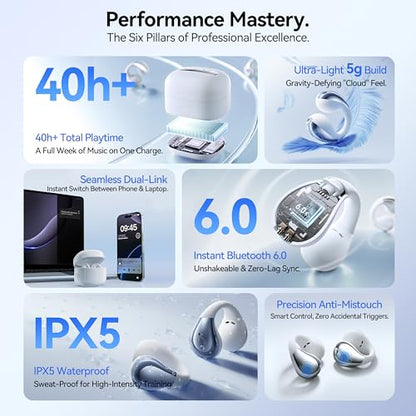 Linklike Air Open Ear Clip-on Earbuds｜Zero-Gravity Wearable Tech｜Silver - color: Silver