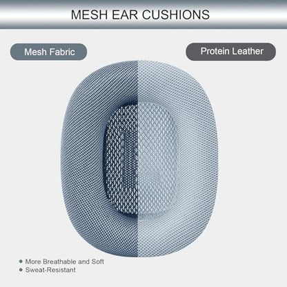 GEVO Upgraded Ear Cushions Replacement Earpads for AirPods Max 1 & 2 Headphones, Mesh Fabric Ear Pads Ear Covers Cups with Memory Foam and Magnet for AirPods Max 1 & 2 (Light Blue) - color: Light Blue