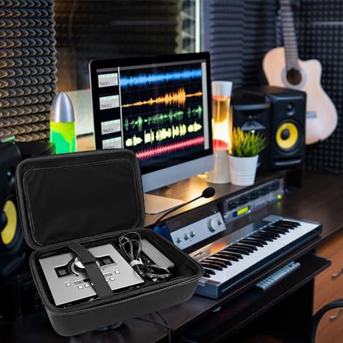Musiin Audio Interface Case Compatible with Apollo Twin X DUO Gen 2 QUAD | Equipped with Comfort Handle and Adjustable Shoulder Strap Carrying, Suitable for Traveling(Black)