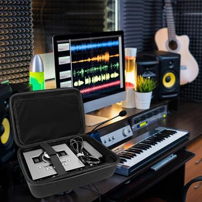 Musiin Audio Interface Case Compatible with Apollo Twin X DUO Gen 2 QUAD | Equipped with Comfort Handle and Adjustable Shoulder Strap Carrying, Suitable for Traveling(Black)