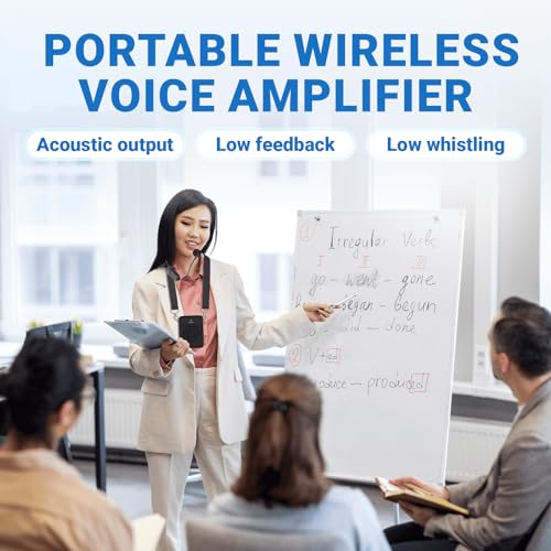 Voice Amplifier Wireless Microphone Headset B002, Original Sound Portable | Microphone and Speaker Set, 15W Megaphone Speaker with Bluetooth Mic, Personal PA System for Teachers Classroom Tour Guide