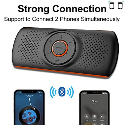 Skybess Bluetooth Car Speaker for Cellphone, Portable Bluetooth 5.3 Handsfree Speakerphone Wireless Music Player Car Kit with Visor Clip, Supports Siri & Google Assistant | TF Card Play