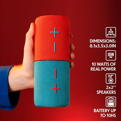 Stromberg Twin 2-in-1 Mini Portable Bluetooth Speaker, 10W (5W per Speaker), 11-Hour Playtime, Magnetic, Sky Blue and Red - color: A - Red and Blue