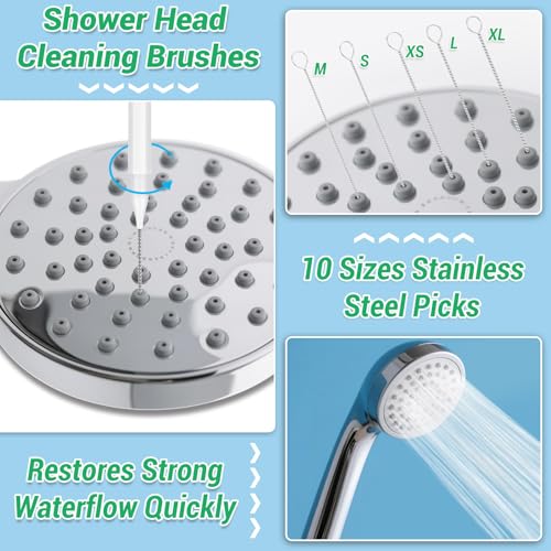 MAPVOLUT 70-in-1 Shower Head Cleaner Kit - 50 Micro Brushes + 20 Steel Picks for Clogged Nozzles, Stanley Cups, 3D Printers, Faucets -Each Tools Storage Case, Tiny Hole Unclogging Tool - color: Pink+white+orange+green+blue