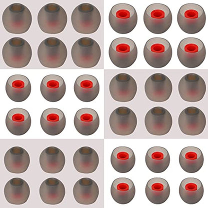 Replacement Earbud Tips Silicone Ear Tips for in- Ear Headphones Eartips Tips (Inner Hole from 3.8mm-5.5mm Earphones) Earbud Replacement Tips Earbuds Cap 18 Pairs S M L - color: Black Red