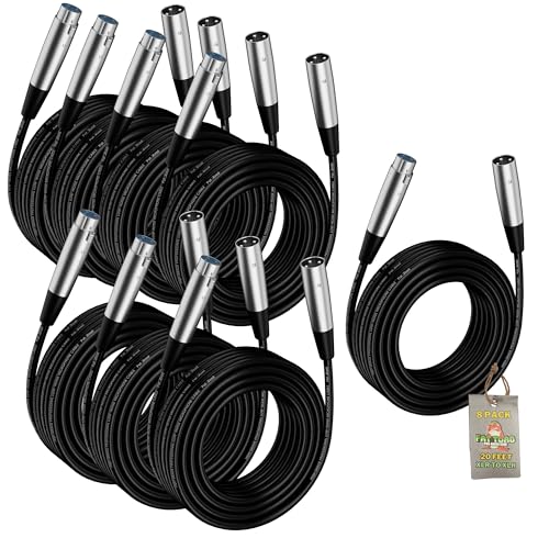 Fat Toad 20ft XLR Microphone Cables (ShieldedPRO X Series) 8-Pack – Audio Balanced Patch Mic Cords with Male & Female Connectors, 24GA Wire for Studio Use - size: 8-Pack