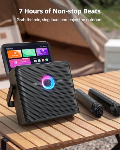 Ikarao Karaoke Machine for Adults, with Lyrics Display Screen, 32GB Karaoke Tablet, 2 Wireless Microphones, Karaoke Speaker with Autotune EQ, Connect TV, Portable Karaoke System for Home Outdoor Party
