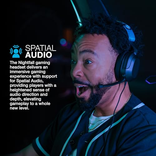 JLab Nightfall Wired Gaming Headset, 3.5mm, Black | for PC, Xbox, PS5, PS4, Nintendo Switch, 50mm Driver, Cloud Foam Cushions, Soundproof Inner Shelf, with Microphone