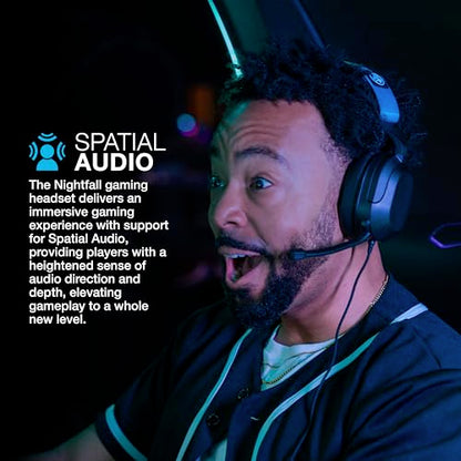 JLab Nightfall Wired Gaming Headset, 3.5mm, Black | for PC, Xbox, PS5, PS4, Nintendo Switch, 50mm Driver, Cloud Foam Cushions, Soundproof Inner Shelf, with Microphone
