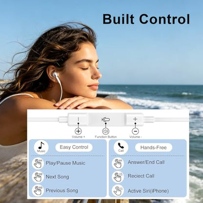 [Apple MFi Certified] Wired Headphones for iPhone 14 13 12,Earbuds with Lightning Connector Built-in Mic & Volume Control HiFi Stereo Nosie Reduction Earphones Compatible with iPhone 13/11/XR/XS/X/8/7