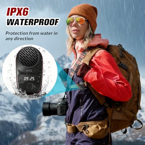 AYL Wearable Portable Bluetooth Speakers, Wireless Portable Speaker with Clip, Waterproof Clip-On (Non-Magnetic), Built-in Mic for Hands-Free Music/Calls for Work & Outdoors, 10-Hour Playtime