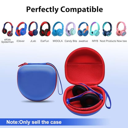 Kid Headphones Case for Jlab/Spiderman/iClever Headphone,Blue+Red,Case Only | for JLab JBuddies ANC/Spiderman/iClever BTH12 HS19 BTH20 BTH22 BTH26/Candy Bila/Acer/JBL/MIDOLA/JoySpark Etc Kids Headphone - color: Blue+Red