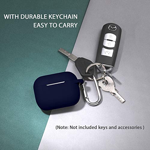 Hamile Compatible with AirPods Pro Case Protective Silicone Airpod Case Shockproof Cover Skin for Apple Airpod Pro 2019 Charging Case, with Keychain, Navy Blue - color: Navy Blue