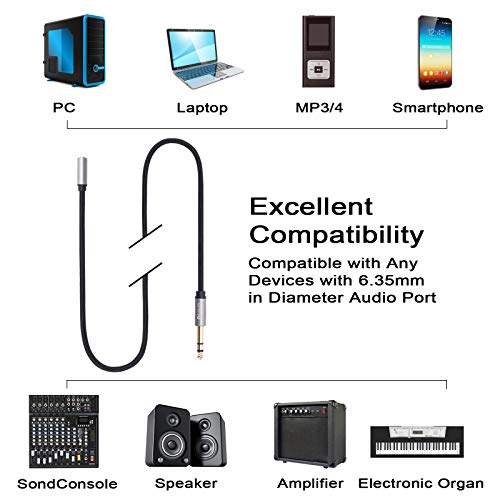 1/4 inch to 3.5mm Female Headphone Extension Cable, 6.35mm to 3.5mm (1/8" inch) Female TRS Adapter, Quarter inch to Mini Jack Stereo Cord Converter Connector 1 feet/ 0.3M - size: 1 ft, style: 3.5mm Female to 1/4" Male