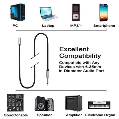 1/4 inch to 3.5mm Female Headphone Extension Cable, 6.35mm to 3.5mm (1/8" inch) Female TRS Adapter, Quarter inch to Mini Jack Stereo Cord Converter Connector 1 feet/ 0.3M - size: 1 ft, style: 3.5mm Female to 1/4" Male