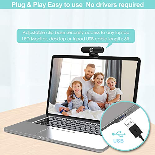 ToLuLu UHD 4K Webcam with Microphone, 8MP USB Computer Web Camera w/Tripod - style: 4K Webcam with Cover & Tripod