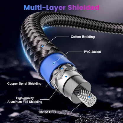 90° Right Angle Subwoofer Cable 10FT – RCA to RCA, 75Ω OFC Coaxial, Dual Shielded for Home Theater, Hi-Fi Audio Systems – Gold Plated - size: 10FT