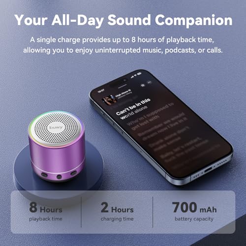 Mini Bluetooth Speaker, 2026 Ultra-Light Mini Bluetooth Speaker, IP7 Waterproof Brief Design, Small Shower Travel Speaker for Outdoor, 8H Playtime, Perfect for Phone/PC/Tablet & Gift Purple - color: lavender
