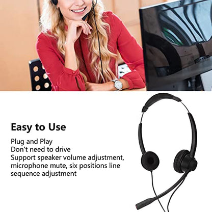 H390D - RJ9 - MVA Dual Ear Wired Telephone Headset, Noise Canceling Office Headset with RJ9 Plug, Lightweight Comfortable Business Calling Headset for Call Center and Home Office U