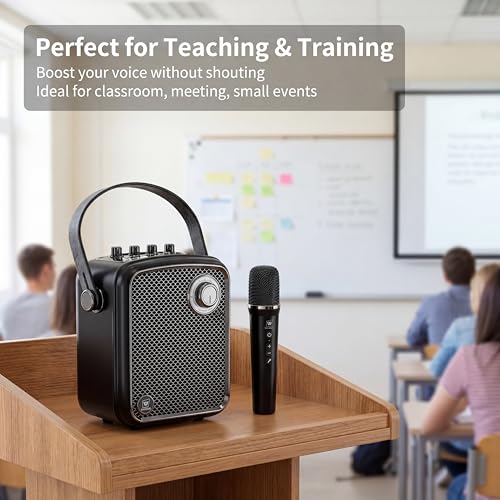 70W Voice Amplifier with UHF Wireless Handheld Microphone & Bluetooth 5.3 | Portable PA System & Karaoke Mic Speaker Set with USB/TF/AUX/Guitar for Teaching, Public Speaking & Singing - S100