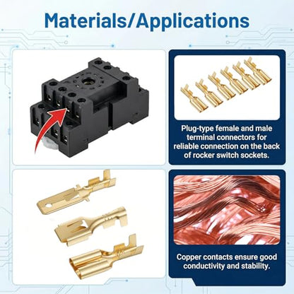 150 Pcs 6.3mm Male Female Spade Connector Brass Male Female Wire Spade Wire Terminal Connectors Non Insulated Wires for Car Audio Wiring Relay Speaker N-005-6.3