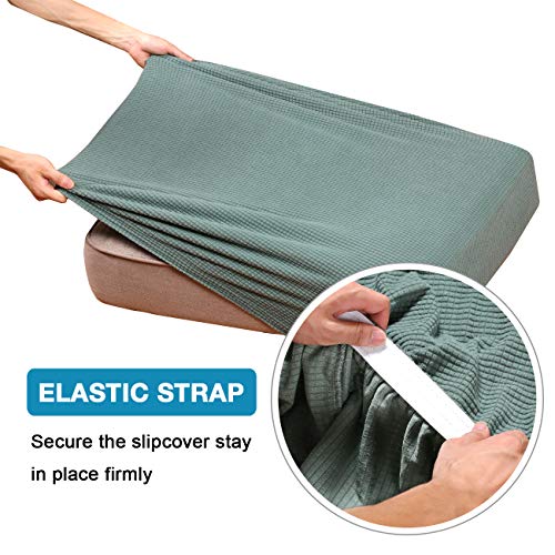 Flamingo P Super Stretch Couch Cushion Cover 1 Pack Individual Seat Slipcover with Elastic Bottom, Machine Washable Furniture Protector (1 Seat Cushion Cover, Sage) - color: Sage, size: 1 Seat Cushion Cover