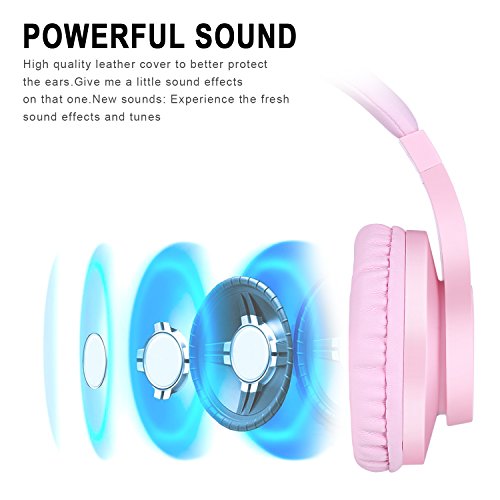 BlueFire Kids Headphones for Online School, Children, Teens, Boys, Girls, 3.5mm Stereo Over-Ear Gaming Headphone with Microphone and Volume Control for PS4, PS5, New Xbox One（Pink） - color: Pink