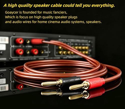 Speaker Wire with Banana Plugs,14 Gauge Speaker Cables, Oxygen-Free Copper(OFC)，2 Pack/6.6Feet - size: 6.6FT/Two cable