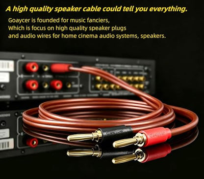 Speaker Wire with Banana Plugs,14 Gauge Speaker Cables, Oxygen-Free Copper(OFC)，2 Pack/6.6Feet - size: 6.6FT/Two cable