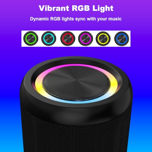 Small Portable Bluetooth Speaker with RGB Light, Clear Stereo Sound, Wireless Speaker Bluetooth 5.4, TWS Pairing, AUX & TF Card Input for Bedroom, Desk, Travel, Home