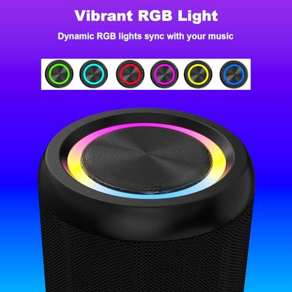 Small Portable Bluetooth Speaker with RGB Light, Clear Stereo Sound, Wireless Speaker Bluetooth 5.4, TWS Pairing, AUX & TF Card Input for Bedroom, Desk, Travel, Home